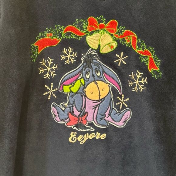 Disney Eeyore Navy Blue V Neck Fleece Pullover - Picture 3 of 6